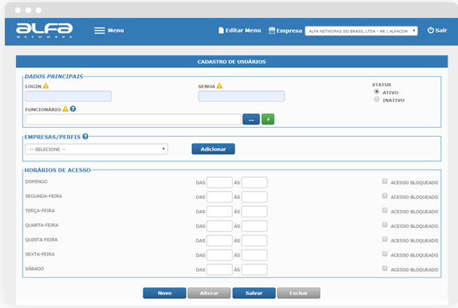 Sistema ERP da Alfa Networks - Mdulo Administrativo