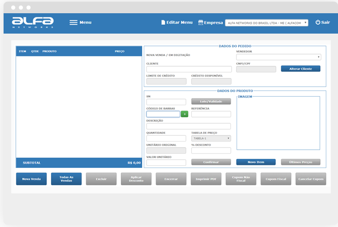 Sistema ERP da Alfa Networks - Mdulo Vendas